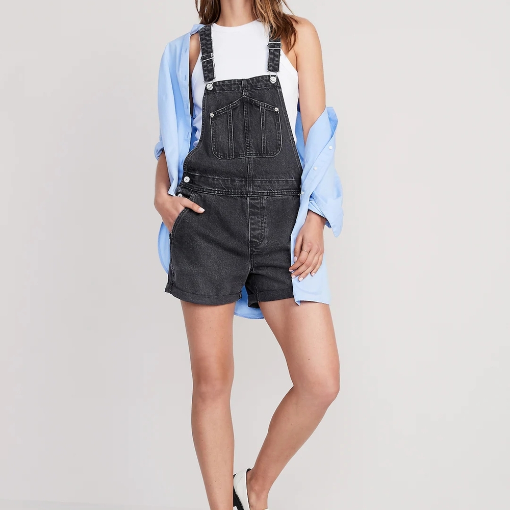 Old Navy Women's Black Denim Shortalls